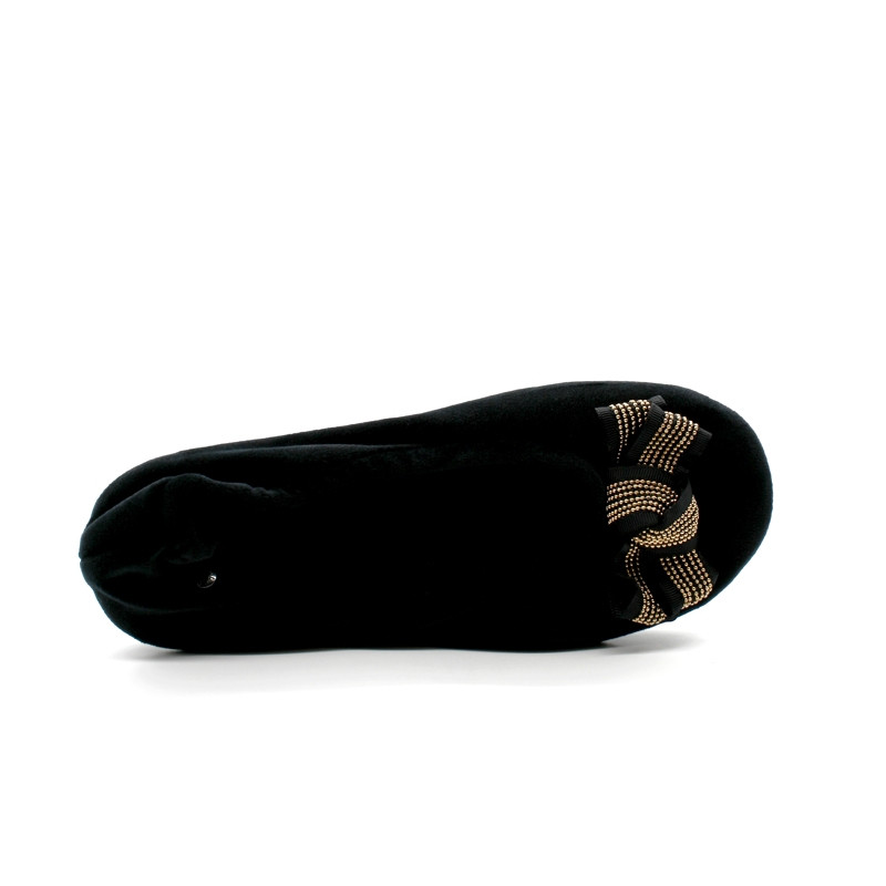 isotoner 97210 Ballerine Pompom Chaussons Semelle Ergonomique Ballerines Femme Pompon Marque Velours Noir
