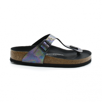 Mules Tongs Femme Birkenstock 1021232 Gizeh Noir Iridescent