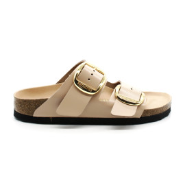 Mules Femme Birkenstock 1026553 Arizona BB Lena High Shine New Beige Narrow