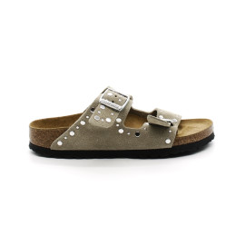 Mules Femme Birkenstock 1029390 Arizona RIvet Taupe Narrow