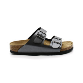 Mules Femme Birkenstock 1029224 Arizona Birko-flor Metallic Black Narrow