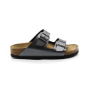 Mules Femme Birkenstock 1029224 Arizona Birko-flor Metallic Black Narrow