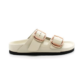 Mules Femme Birkenstock 1027850 Arizona Big Buckle Patent High Shine Écru Narrow